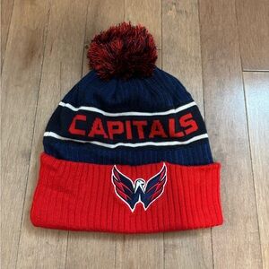 Washington Capitals beanie with pom pom on top